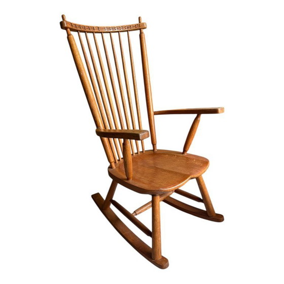 Image 1 of Sedia a dondolo vintage in quercia De Ster Gelderland, Paesi Bassi 1960