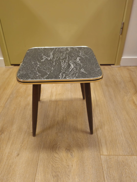 Image 1 of Vintage Plantentafeltje Tafeltje Bijzettafeltje Marmer-look 