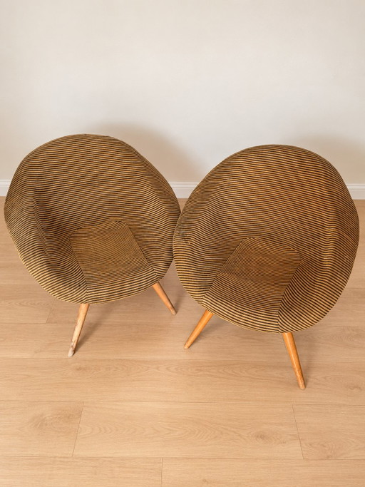 Paire de Fauteuils en Fibre de Verre František Jirák Modèle 24-24, Tchécoslovaquie, années 1960 – Textile (photo 2 of 11)