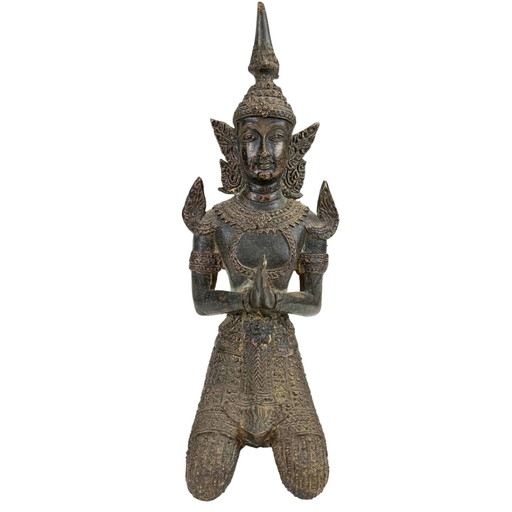Thaise Bronzen Theppanom Tempelwachter – Boeddhistische Beschermengel – 21.7 cm