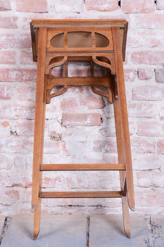 Restored Art Nouveau Pedestal, Walnut, Revived Polish, Czech, 1900s – Column, Wood (photo 11 of 14)