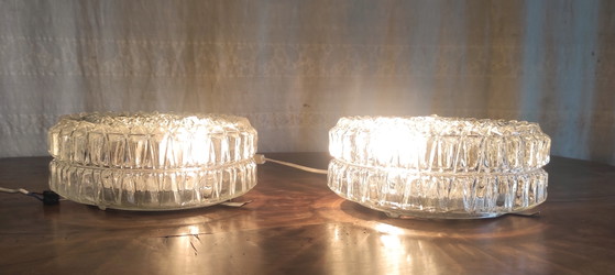 Image 1 of Ceiling or wall light in molded glass - mid-20th century