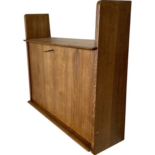 Scrivania pensile vintage in rovere di Marcel Gascoin per Arhec, 1950