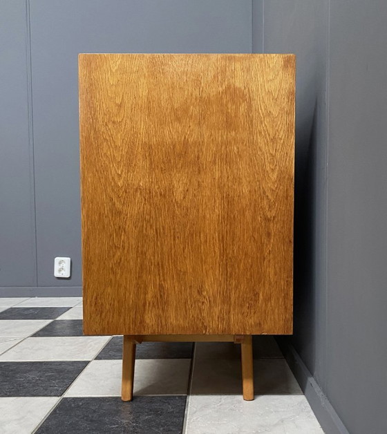Image 1 of Jiri Jiroutek blond houten dressoir jaren 60 model U458 4 laden en een deur