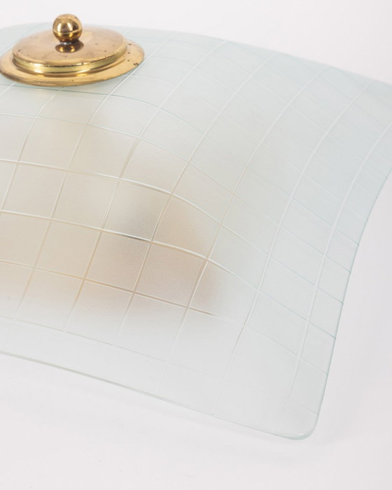 Image 1 of Lampada da soffitto vintage anni '60 in vetro decorato, design italiano