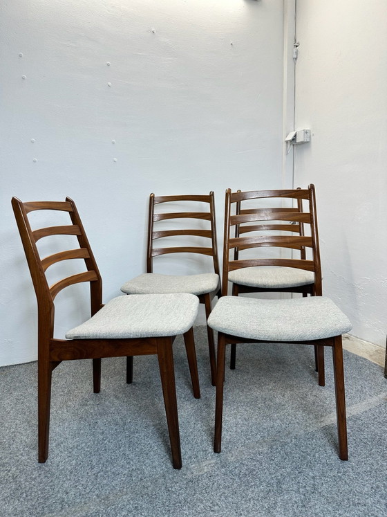 4 Chaises de salle à manger en teck Mid Century Vintage, Bois, Marron (photo 13 sur 14)
