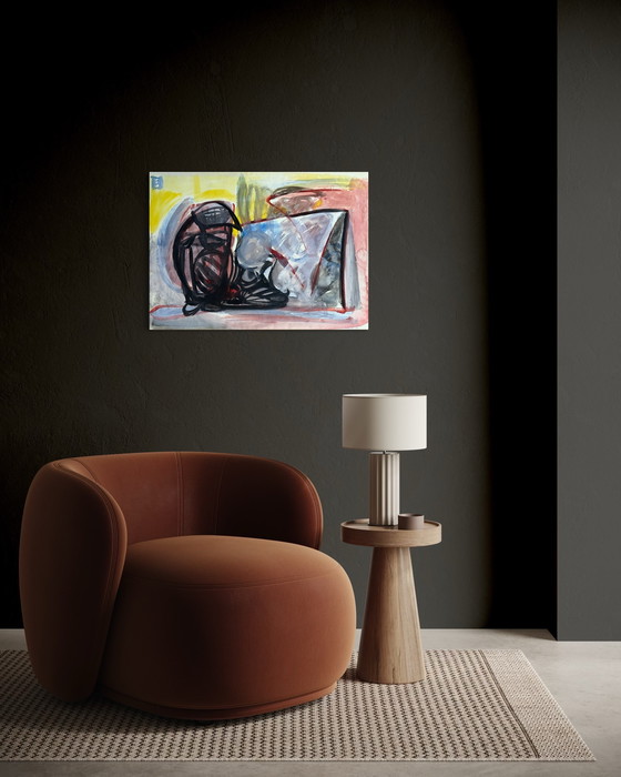 Image 1 of Marcus de Vestele - Magnifico dipinto astratto del 1976 - Cobra