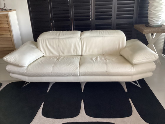 Schönes weißes Ledersofa mit passendem Hocker – DFS, Chaise longue, Leather (photo 8 of 12)