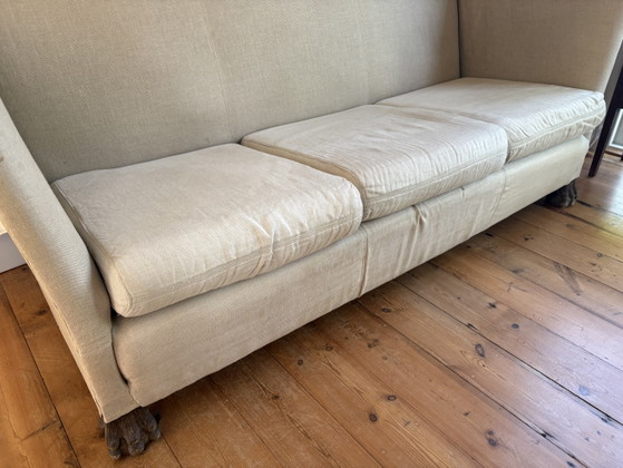 Image 1 of 3 Zits bank brocante antiek zand kleur linnen 
