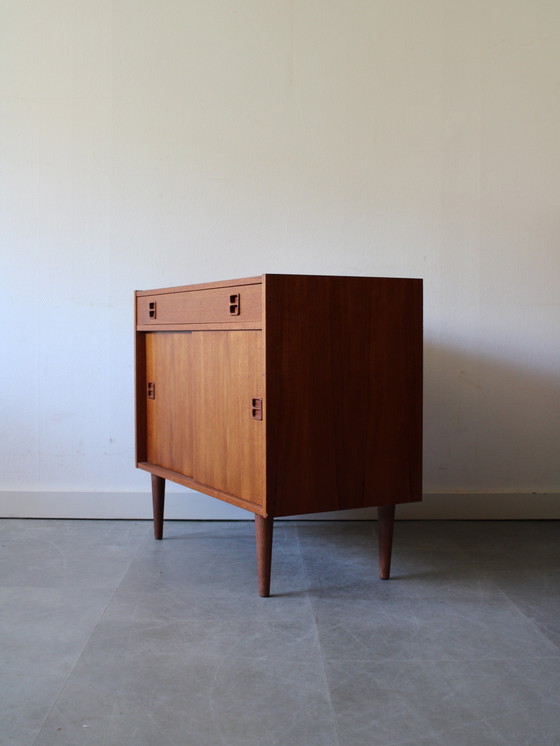 Image 1 of Vintage Danish Sideboard with Drawer and Sliding Doors in Teak