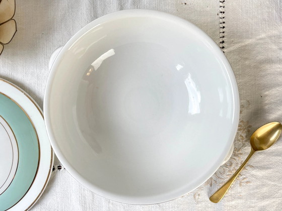 Soupière Vintage Porcelaine Blanche Verte LUNEVILLE EPINAY France Années 50 – Vaisselle (photo 8 of 10)