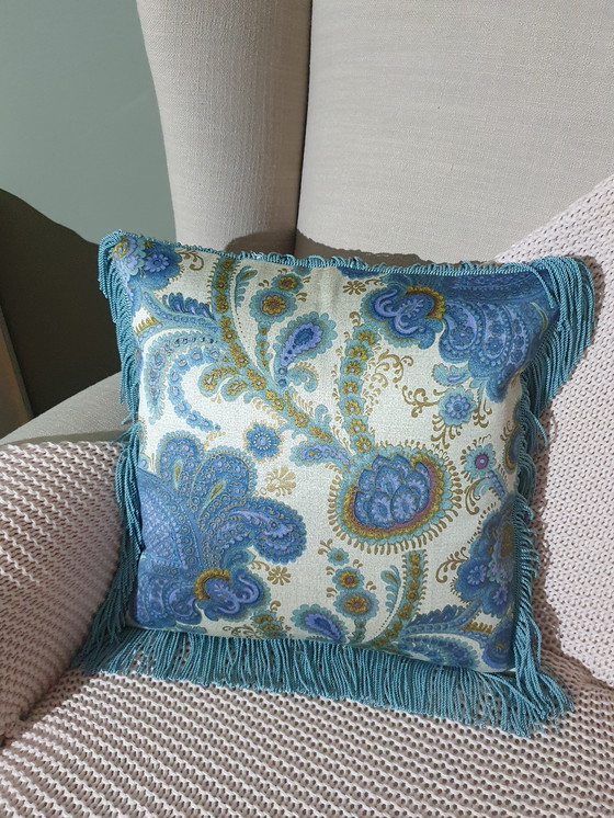 Image 1 of Magnifique abat-jour fait main en tissu vintage