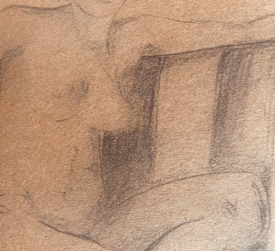 Image 1 of Charcoal drawing, Art Deco portrait of a woman, signed, "The Sofa"