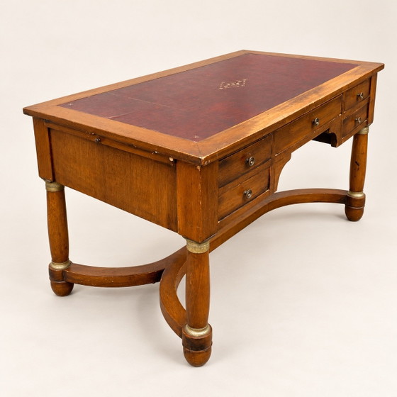 19th Century French Empire Style Mahogany Desk, Leather with Extensions, Wood, Brown (photo 6 of 9)