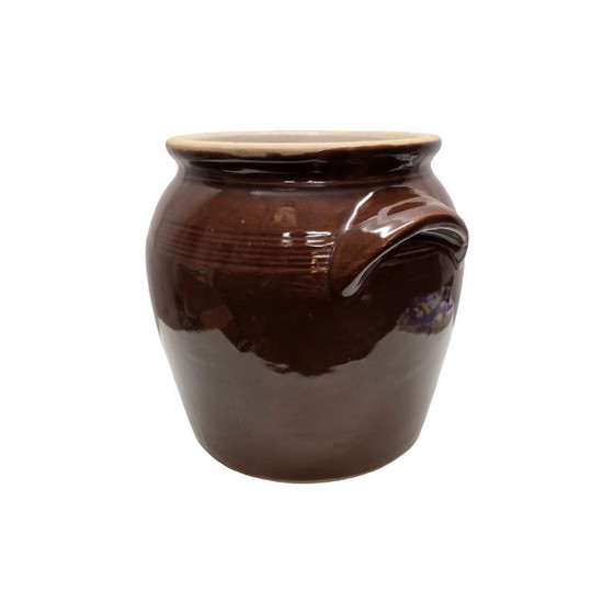 Image 1 of Grande vaso a imbuto francese smaltato di marrone, seconda metà del XX secolo