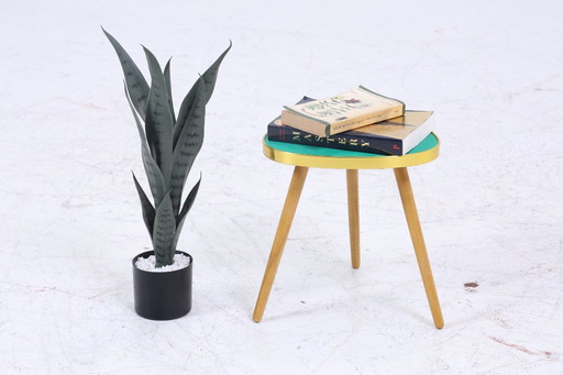 Vintage flower table | Mid - Century kidney-shaped table | side tables light green 60s #07-34