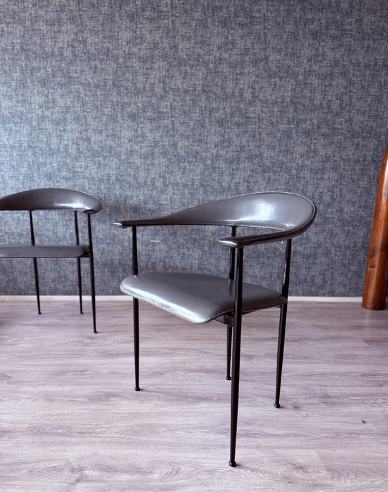 Image 1 of 4x poltrone vintage in pelle Fasem p40, Vegni & Gualtierotti, anni '90