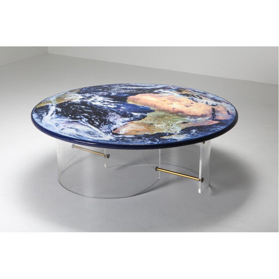 Image 1 of Vintage coffee table with Plexiglas base and resin top, 1990