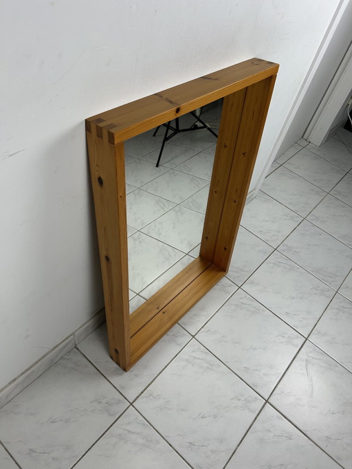 Vintage Scandinavian mirror pine wood