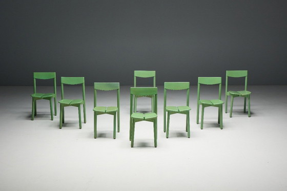 Image 1 of Groene eetkamerstoelen van Pierre Gautier Delaye, Frankrijk, 1965