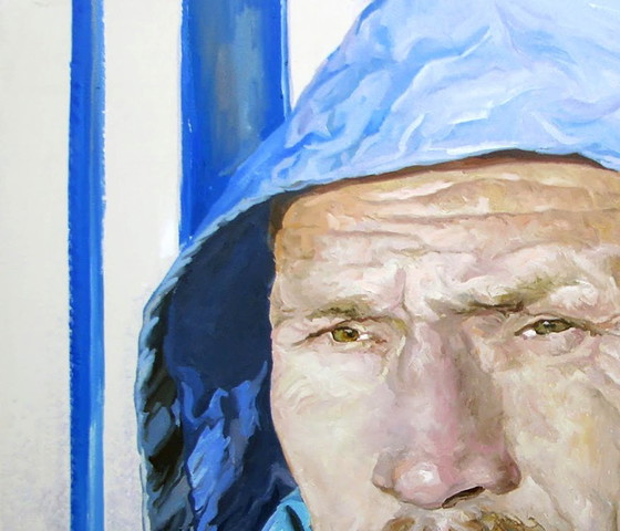 Peinture à l'huile originale, art contemporain, photoréalisme figuratif, autoportrait – Peintures et dessins (photo 4 of 7)