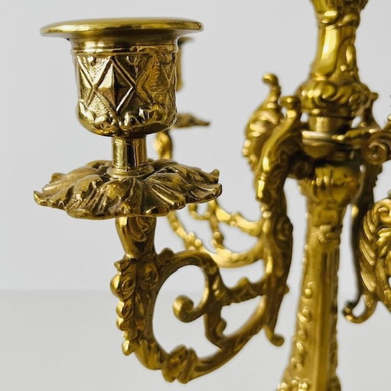 Image 1 of Gothic brass candelabra with five arms baroque