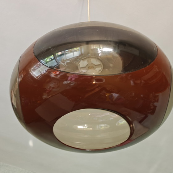 Image 1 of Prachtige Space Age Hanglamp 'Dijkstra stijl' – Jaren 70 Oranje/Bruin