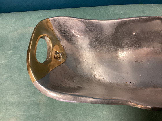 Image 1 of David Marshall Brutalistische messing aluminium kom 27 cm