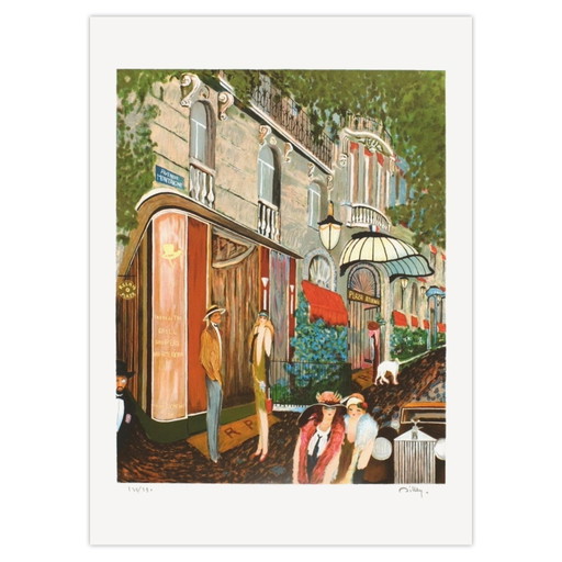 Ramon DILLEY Plaza Athénée - Avenue Montaigne Parigi Litografia firmata 1990