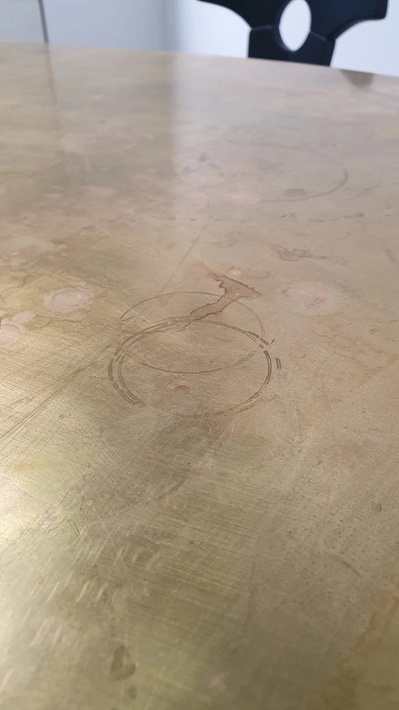 Image 1 of Large brass design table oval modular - raw steel wabi sabi