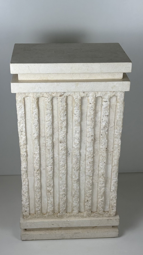 Image 1 of Vintage large Roman column / pillar beige cream plant table