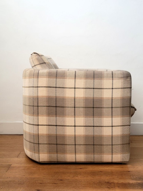Postmodernistische clubfauteuil met geruite bekleding, jaren 80 – Textile (photo 7 of 12)