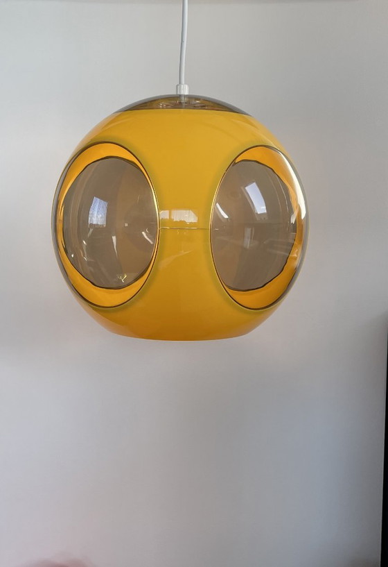 Space Age Lamp Massive Bug Eye, Ball Model Yellow, Vintage, Retro, Pendant lamps, Plastic (photo 8 of 10)