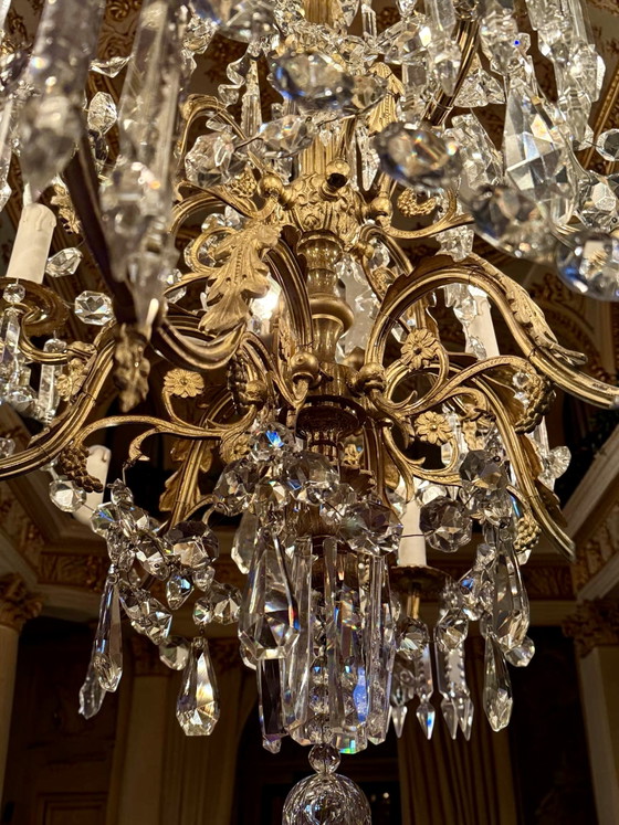 Antique French crystal chandelier ca. 1870 – Richly gilded & cut crystal – 120 × 80 cm✨ – Gold (photo 12 of 14)