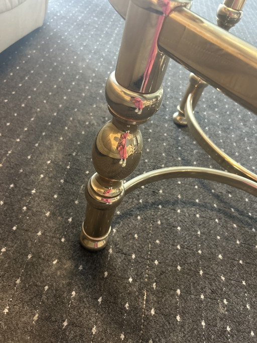 Tavolino da caffè in stile Impero in ottone e nichel anticato
