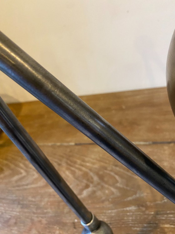 Image 1 of Lampe de bureau Jieldé jielde 2 bras de 40cm avec base étau graphite industriel Jean Louis Domecq 1950 vintage