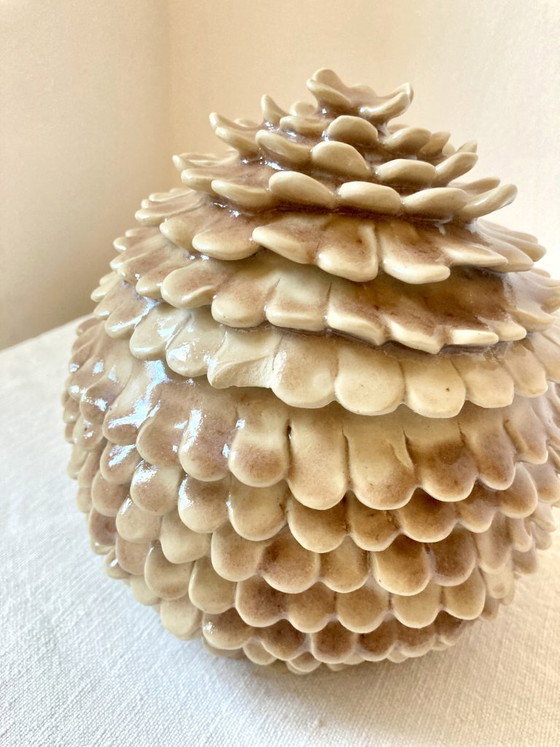 “Pine cone” box ByManet, hand-modeled artist's ceramic, Decorative Objects, Beige, Hedendaags (photo 8 of 15)