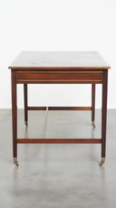 English style writing table/ desk on wheels with blue leather top