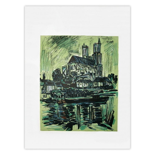 Isis KISCHKA Cathédrale de Mantes la Jolie affiche originale 1960