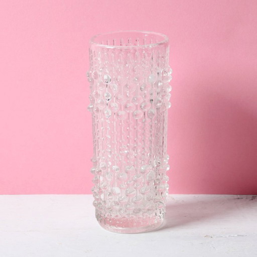 Vintage Pressed Glass Vase by František Pečený / Czech Art Glass / 1972