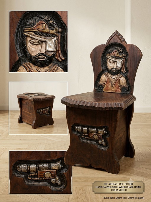 Mudéjar-stoel met handgesneden hout – stoelen fauteuils, Metal, Wood