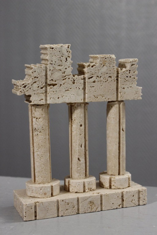 Sculpture vintage ruines acropole en travertin Italie 1970s