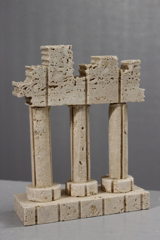 Image 1 of Sculpture vintage ruines acropole en travertin Italie 1970s