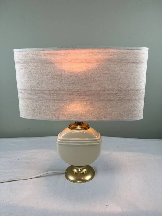 Chic vintage ambient lamp – Table lamps, Porcelain, Metal, Hollywood Regency (photo 6 of 11)