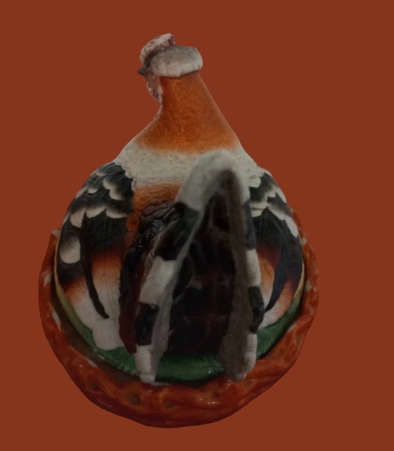 Image 1 of Victorian hen on nest peering antique Staffordshire pottery