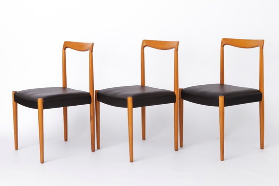 Image 1 of Set of 6 Vintage Lübke Dining Chairs 1970s Germany, Mid Century Beech Wood Chairs