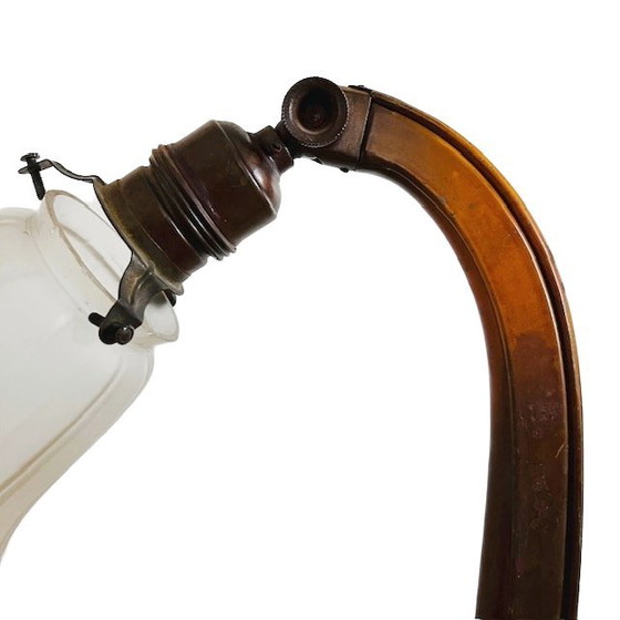 Image 1 of Antieke Art nouveau bureaulamp smeedijzer d.g.m.s. Ges. Gesch. 1910's