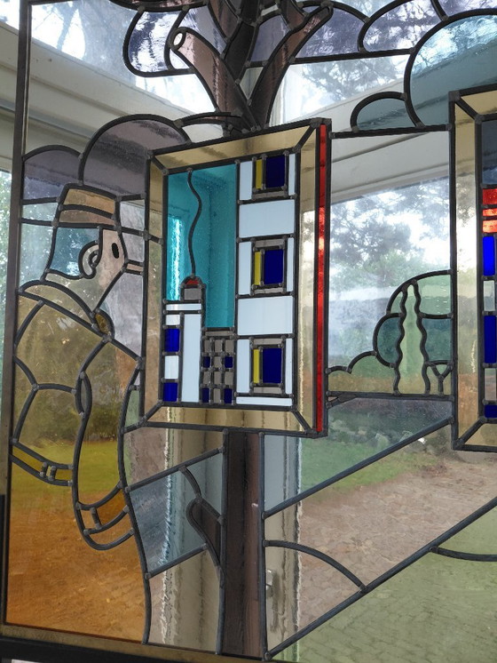 Image 1 of UNIQUE! Stained glass window by Joost Swarte