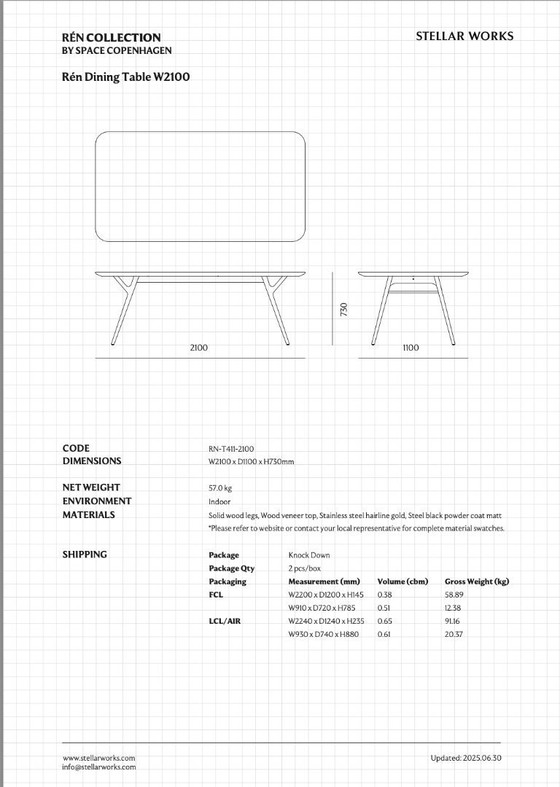 Image 1 of Stellar Works Rén Dining Table, Black Oak - Space Copenhagen