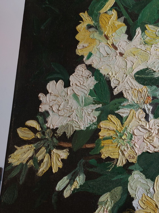 Image 1 of Vintage pasteuse oil painting, still life, flowers